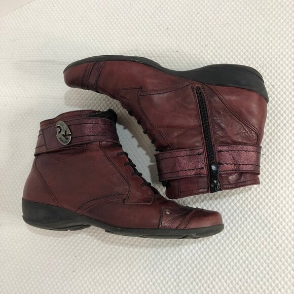 DORKING by Fluchos Agata Red Leather Ankle Booties Size 38 (7.5) - Picture 8 of 14